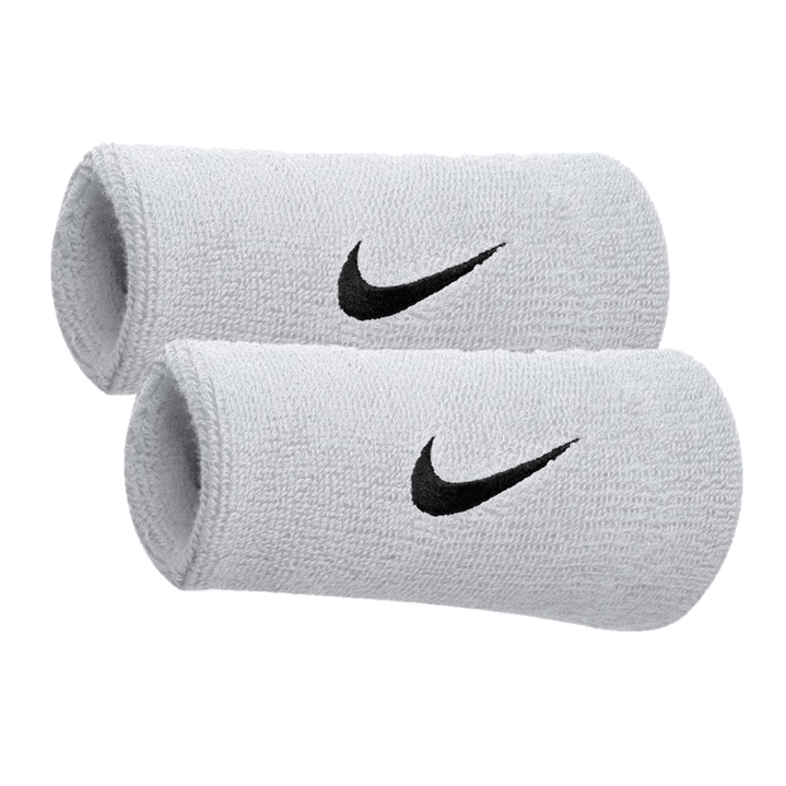 Nike Swoosh Doublewide White Wristbands | 3185 4040